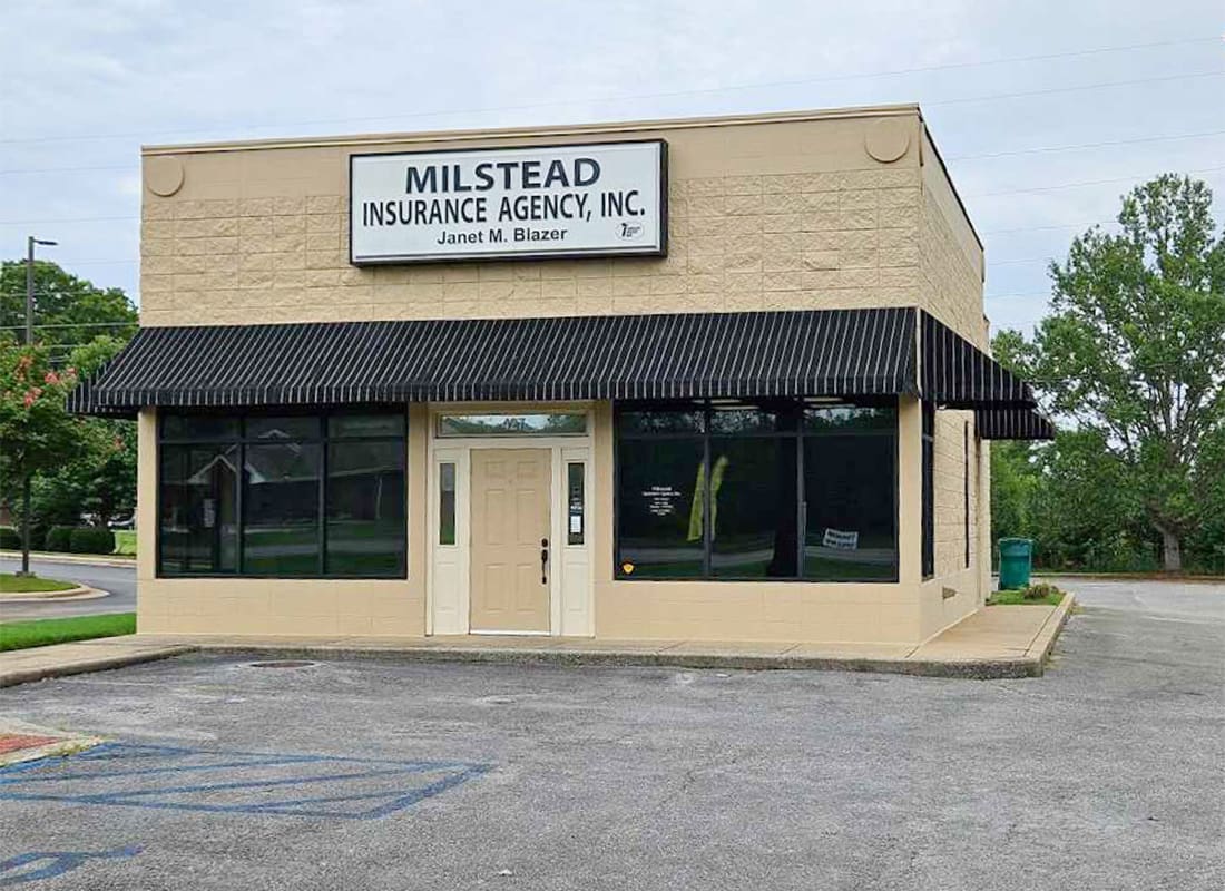 Sheffield, AL - Front Entrance of the Milstead Insurance Agency Office in Sheffield Alabama